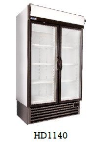 Double Hinged Door Upright Beverage Cooler
